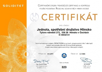 Certifikát - Solventní firmy