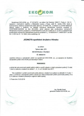 Certifikát - EKOKOM
